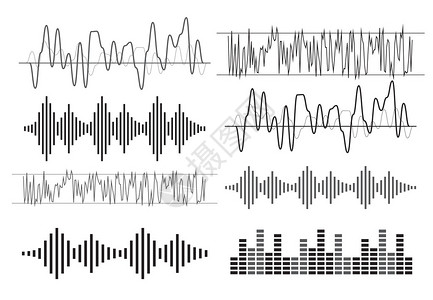 黑色音乐声波矢量解析图片