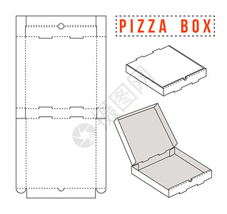 披萨的股票矢量盒未包装和背景图片