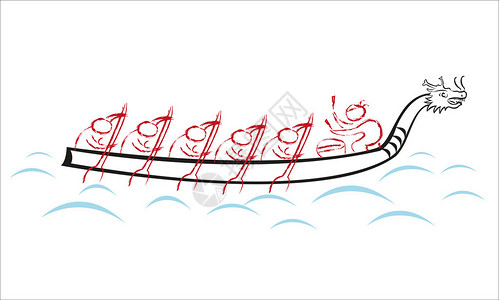 中国攀登队龙舟赛队矢量图插画