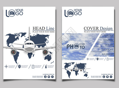 传单模板空运飞机上的商业航班旅游和商务航班客机文本的空白间传单图片