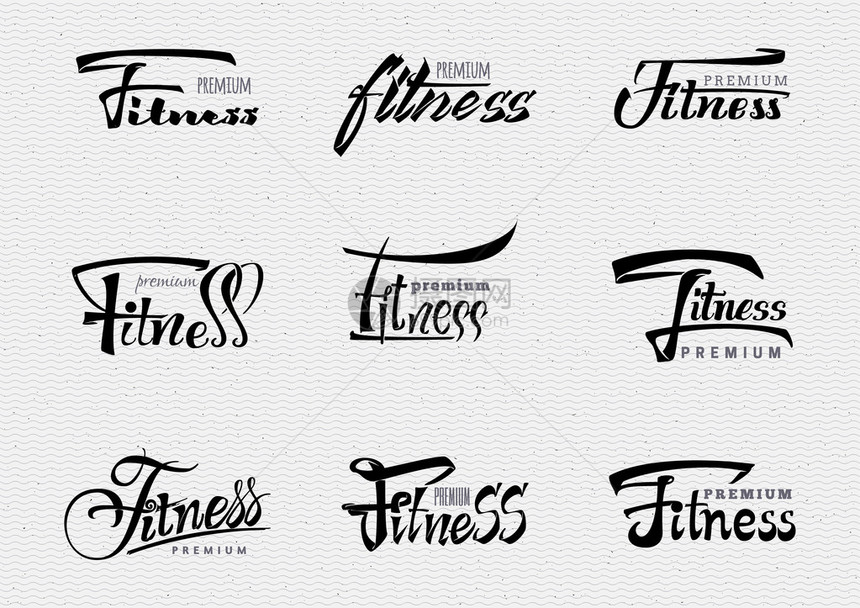 FitnessPremium徽章是在刻字和书法技巧的帮助下制作的图片