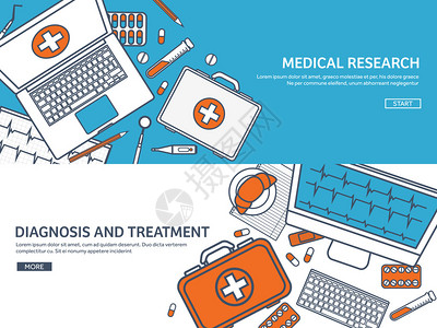 线条艺术医学平面背景医疗保健急救研究心脏病学医学图片