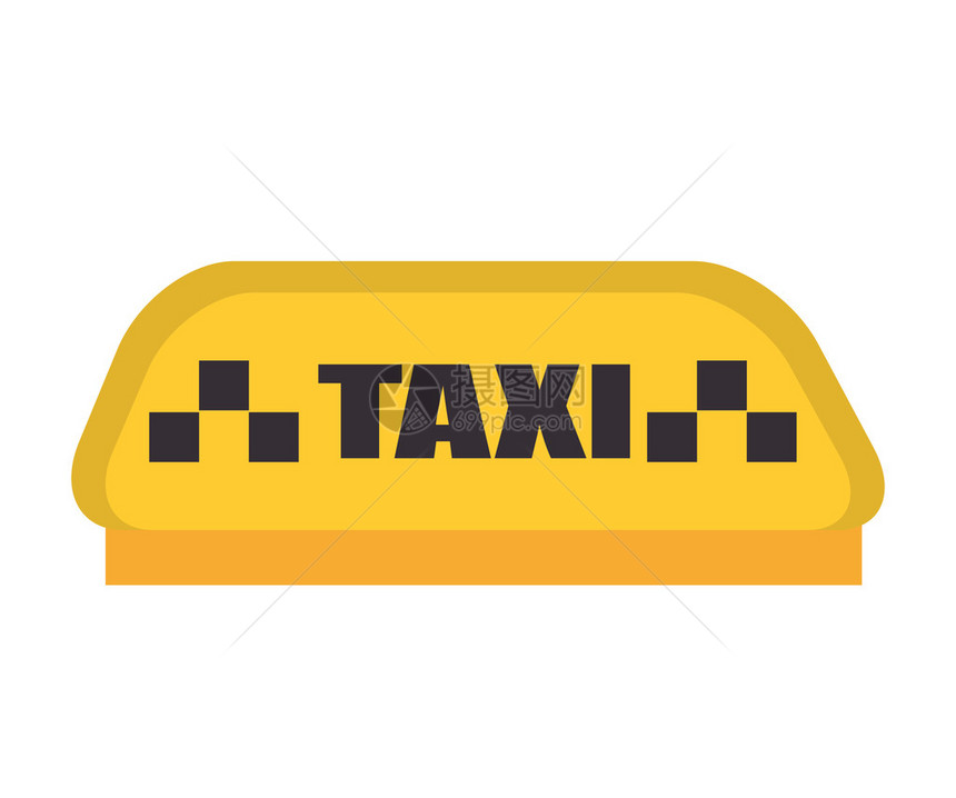 出租车字标志对象黄色出租车公共服务矢量图图片