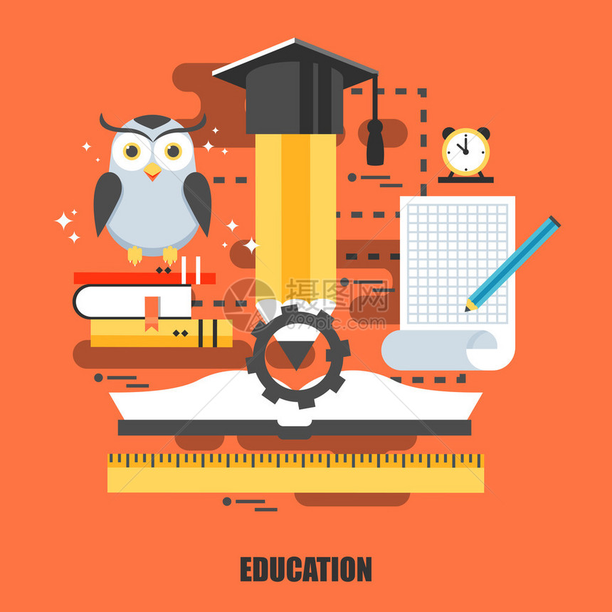 教育和在线学习的平面概念可用于海报横幅杂志网页设计平面设计师的最佳解决方案矢量图图片