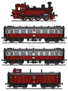 老式蒸汽火车的手绘图片