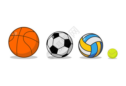 篮球和足球网球和排球运动设备用于游图片