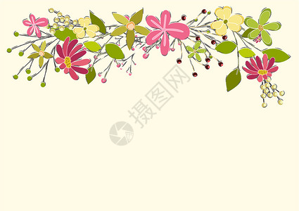 春天的花朵矢量背景设计背景图片