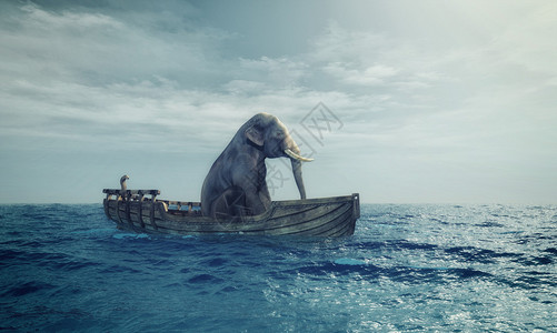 大象坐船乘海路大象这是插画