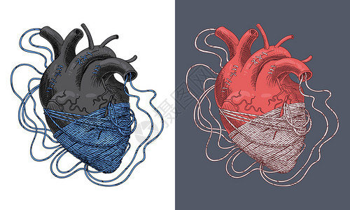 被线条缠绕的红心的典型化图片