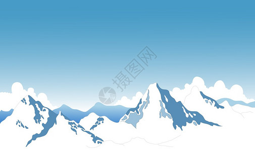 美丽雪山插画图片