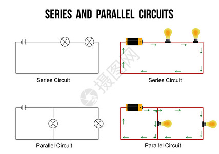 白色背景的系列和平行电路对基础教育和学校有用图片