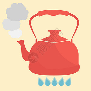 水壶煮沸水平面样式矢量图背景图片