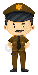 穿着棕色制服插图的警察图片