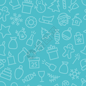 圣诞图标的矢量图解设计置蓝色背景背景图片