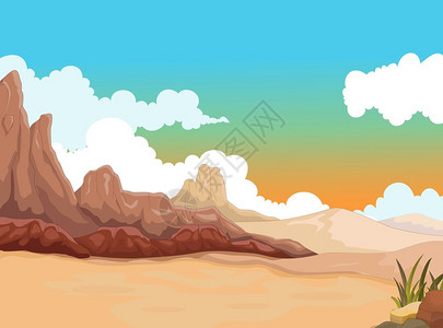 风景背的美丽沙漠插图图片