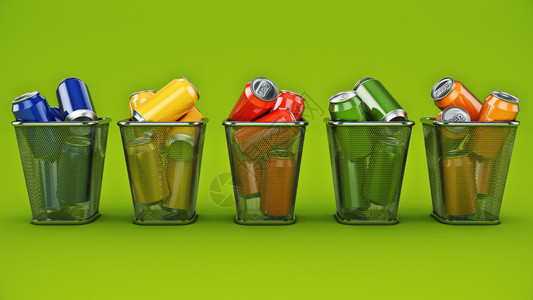 回收利用概念垃圾桶中的饮图片