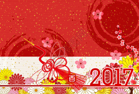 鸡鹤新年贺卡背景图片