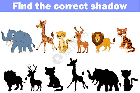 寻找正确的非洲影子动物的矢量图片