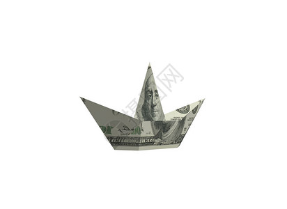 美元折叠成船形3D渲染图片