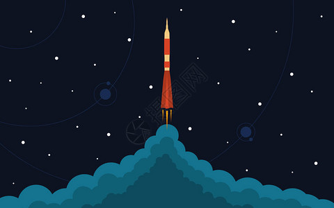 太空箭发射矢量图和飞行箭太空旅行项图片