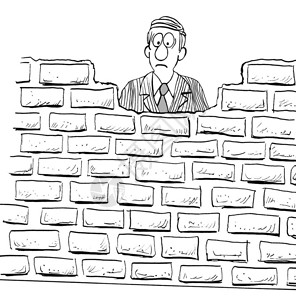 下岗黑色和白色商业插图说明一个被砖墙堵插画