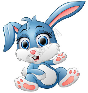 可爱的兔子挥手的插图图片