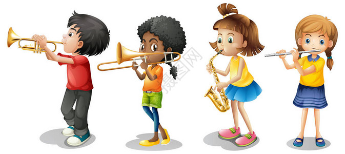 孩子们演奏乐器插图图片
