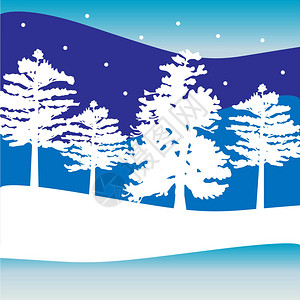 白雪皑的冬天树矢量图图片