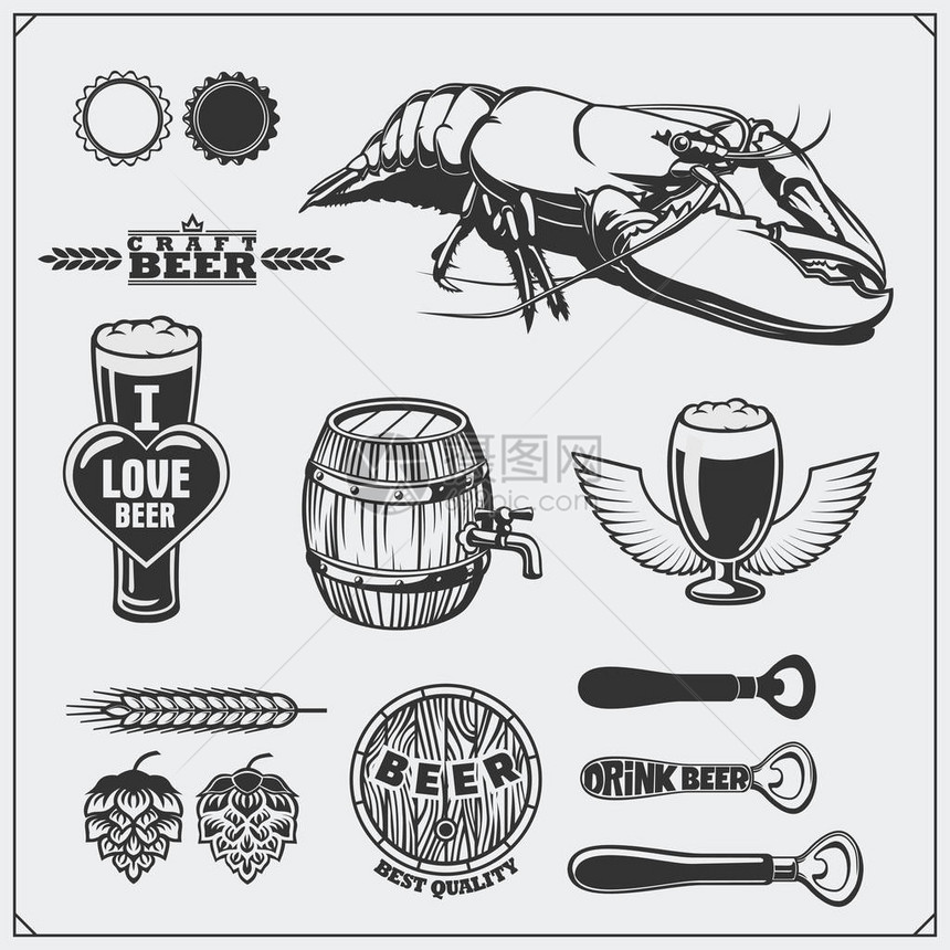 啤酒套装标志符图片