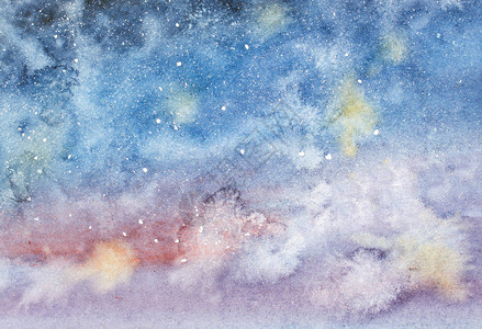 夜空与星手绘水彩图片
