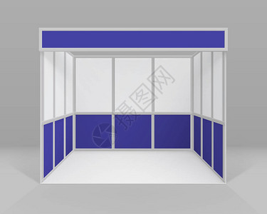 矢量白蓝空室内贸易展览BoothStand演示标准台图片