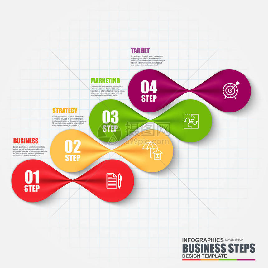 信息图表业务步骤数据可视化矢量设计模板可用于步骤选项零件或流程工作流图表流程图概念营销图图片