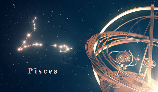 Zodiac星座晶片和蓝色背景上的圆球图片
