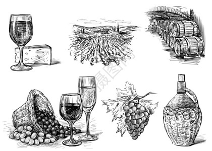 关于酿酒的手绘图背景图片