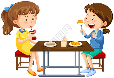 两个女孩在野餐桌图片