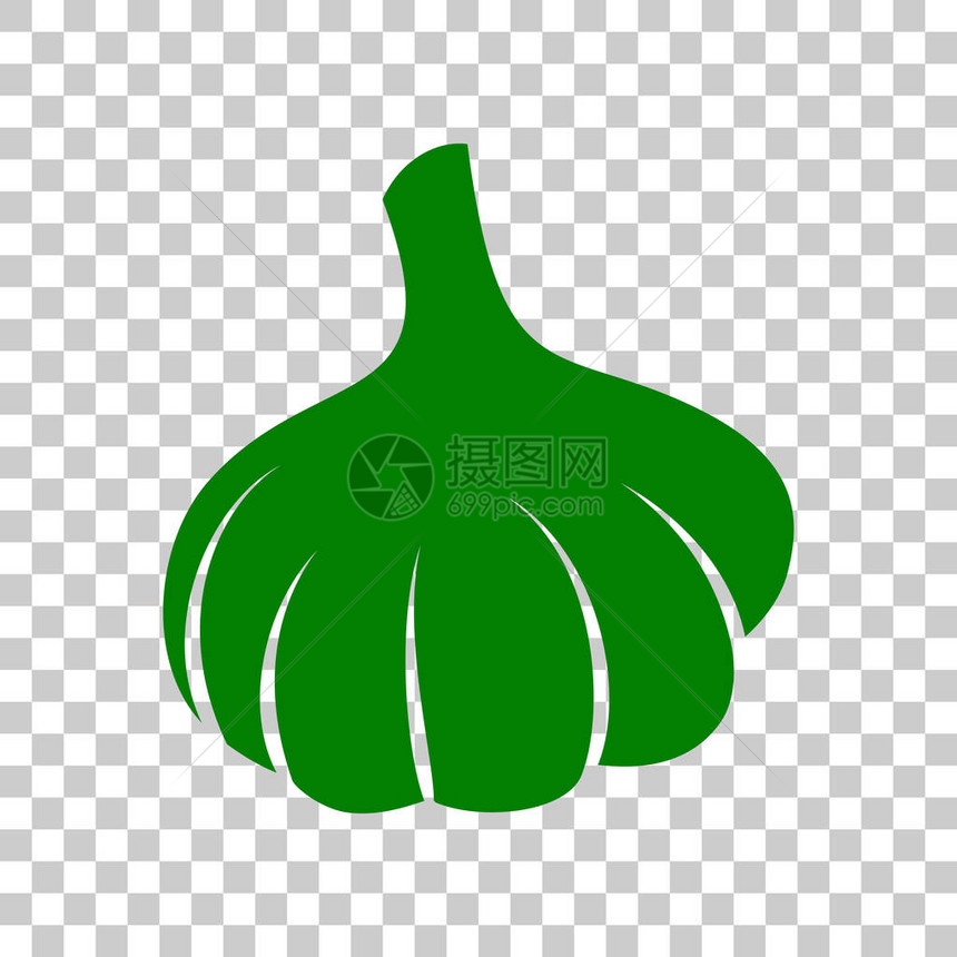 大蒜简单的标志透明背景上的暗绿色图标Garlicsimples图片