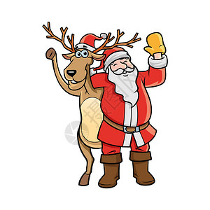圣诞老人和鹿的问候图片