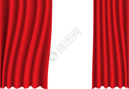 白色背景矢量图上的红色窗帘面料图片