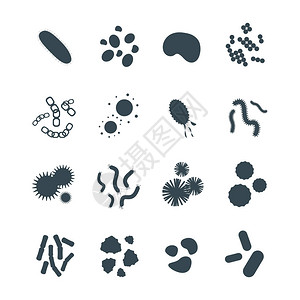 细菌显微分离微生物图标人类微生物学有机体和药物感染生物学疾病原体霉菌病媒图解花粉病HIV背景图片