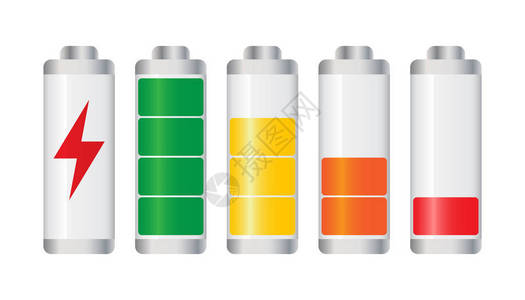 一组电池充电水平指示数白背景上图片