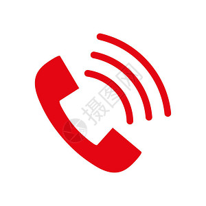 在白色背景上孤立的平面样式的电话图标带波浪的手机图标用于您的设计徽标UI背景图片