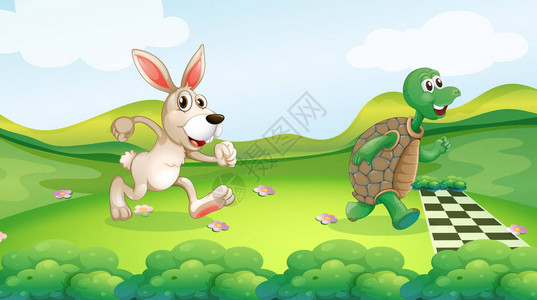 比赛插图中的兔子和乌龟图片