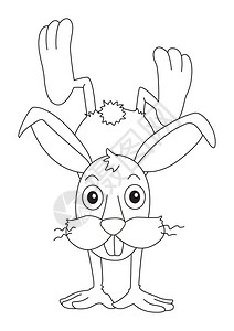 可爱兔子插图的动物涂鸦大纲图片