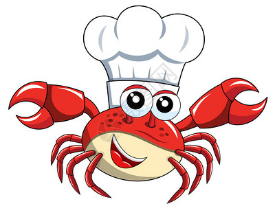 螃蟹厨师吉祥物与厨帽图片