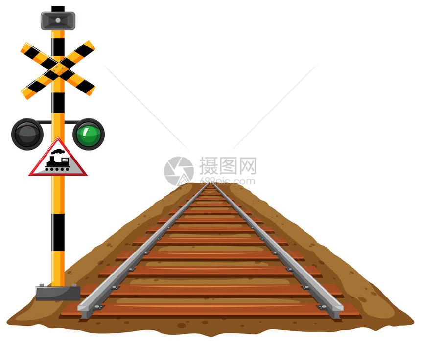 火车和铁路插图的红绿灯图片