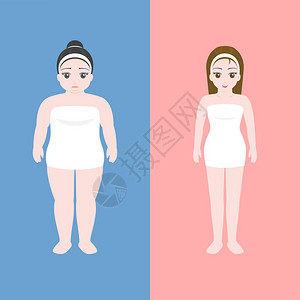 妇女用毛巾肥胖和瘦弱的体型图片