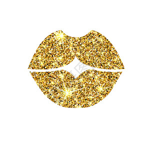 金色闪亮的矢量嘴唇金色的吻奢侈的设计元图片