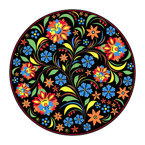 俄罗斯传统花卉装饰品的矢量图示Kho背景图片