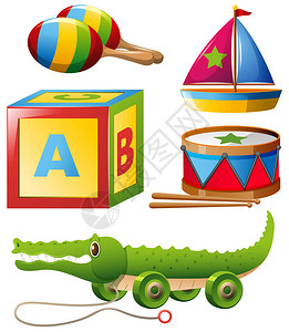成套图示中不同类型的玩具类型图片