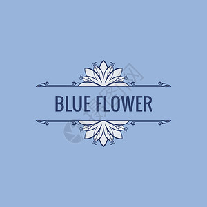 豪华线标志蓬勃发展的蓝色框架皇家复古设计菜单卡邀请标签餐厅咖啡厅酒店的符号装背景图片